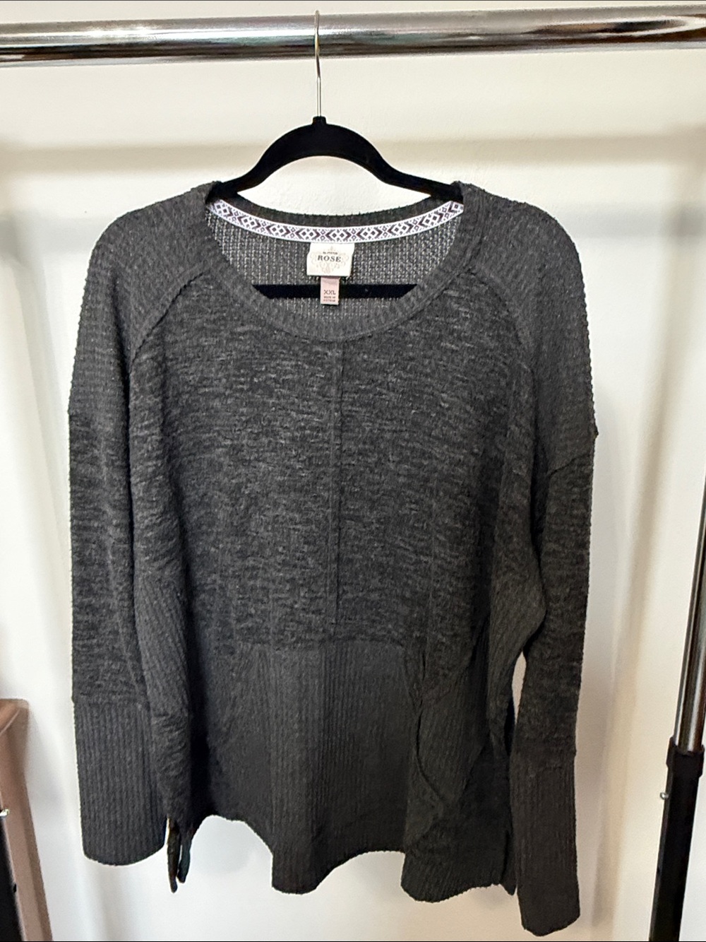 Knox rose  Dark Charcoal Knit Crewneck lightweight Sweater